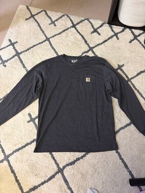 Carhartt Dark Charcoal Henley Pocket Long Sleeve Tee